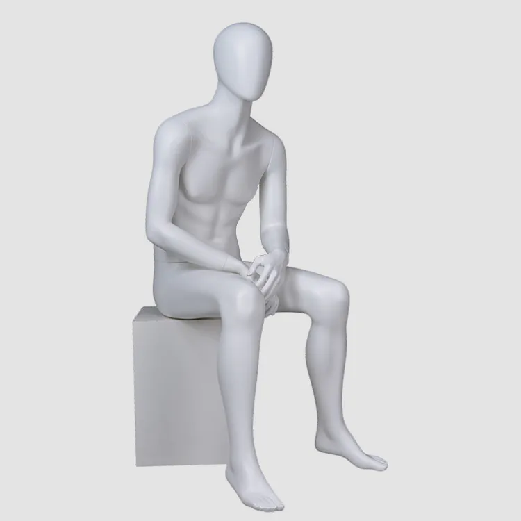 YB-4 New design sitting male mannequin full body matte white mannequin men
