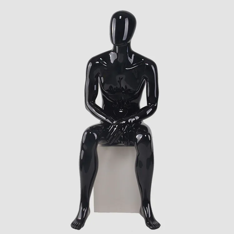 YB-4 Full body glossy black fiberglass male mannequin for display