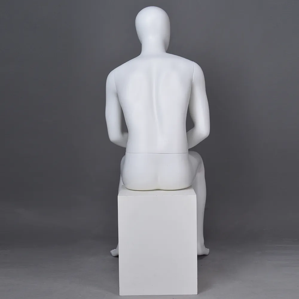 YB-4 New design sitting male mannequin full body matte white mannequin men