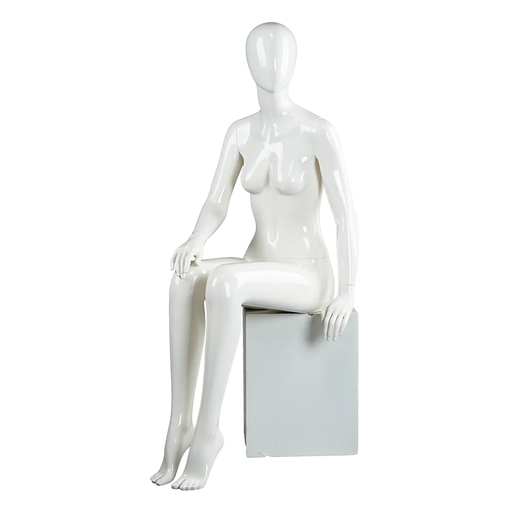 SQF-3 Glossy white egg head female sitting mannequin on sale