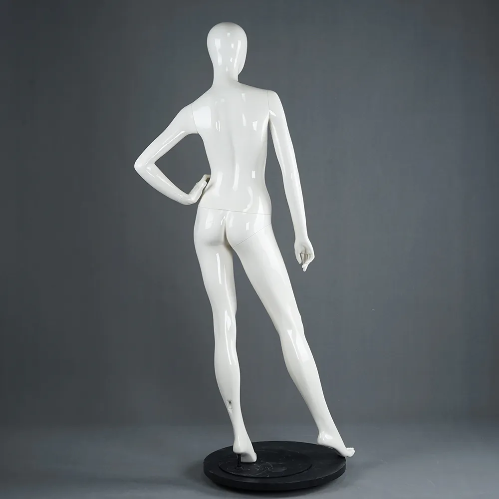 LADF-4 Glossy white fiberglass female mannequin for clothes display