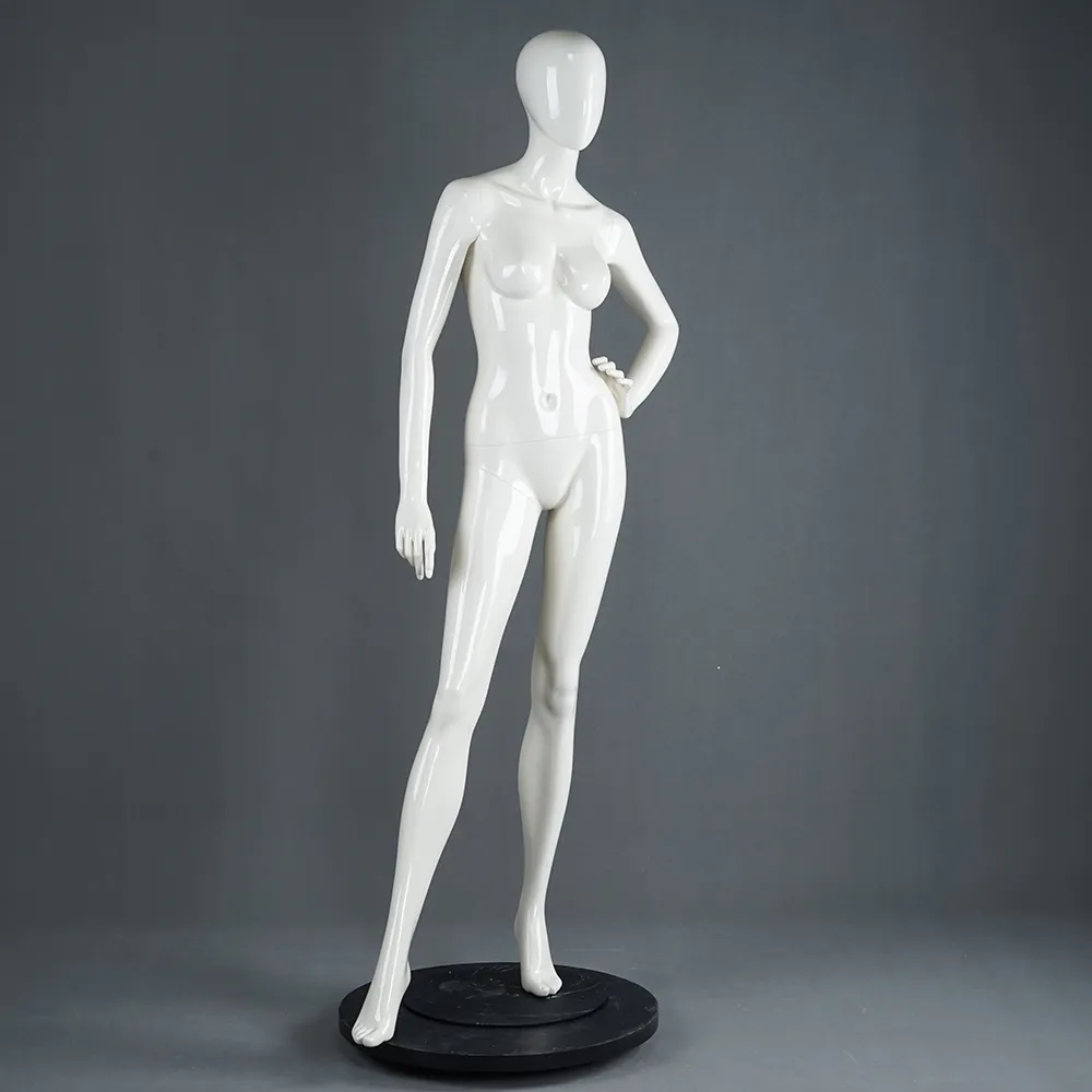 LADF-4 Glossy white fiberglass female mannequin for clothes display