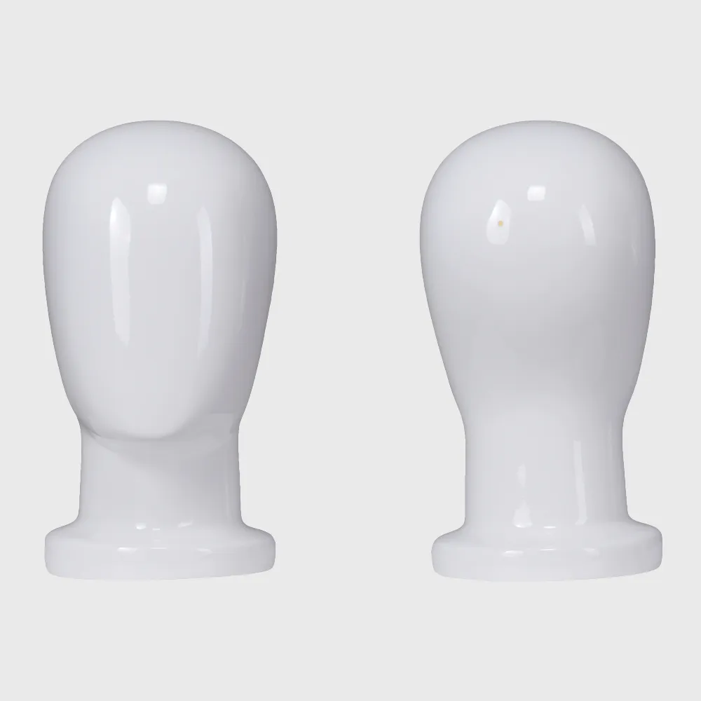 Custom fiberglass glossy white bald mannequin head