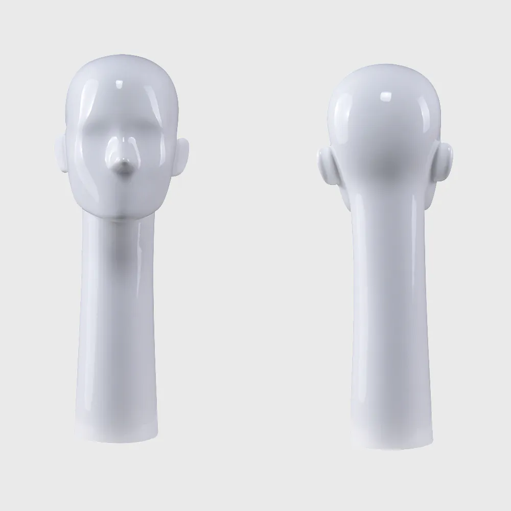 Long neck mannequin head glossy white female head mannequin