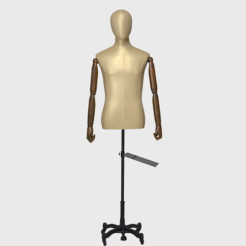 Half form male mannequin leather covered male dress form