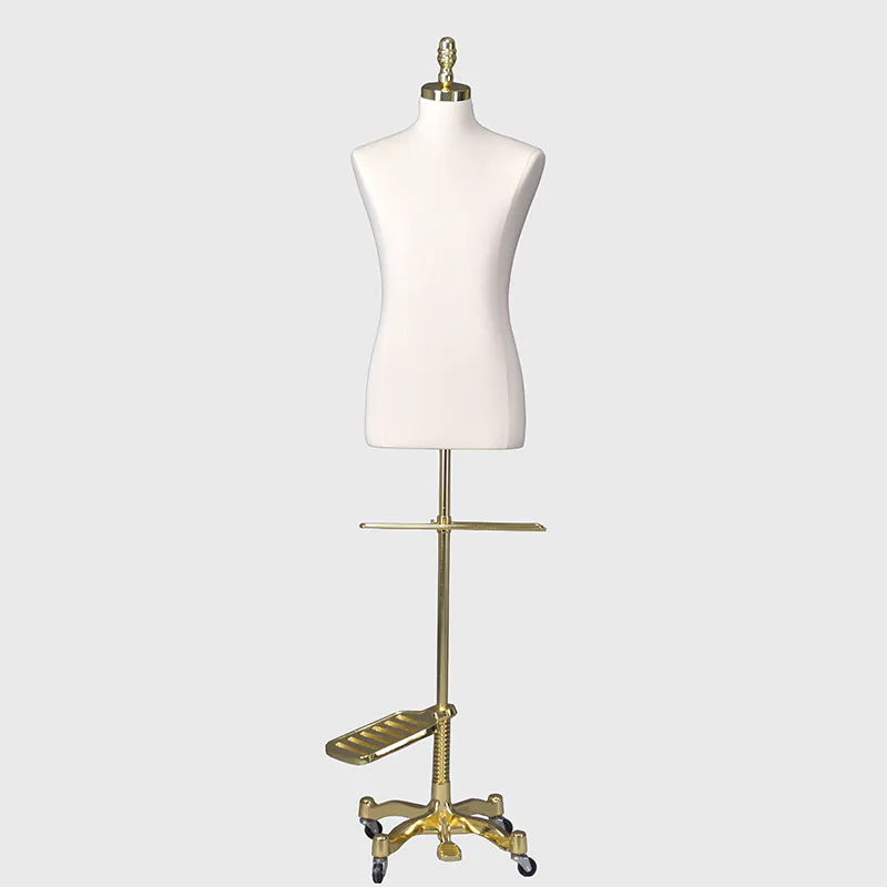 Half body linen dress form male mannequin on wheels
